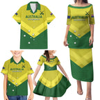 Custom Australia Field Hockey Family Matching Puletasi and Hawaiian Shirt Go Champions Hockeyroos National Color