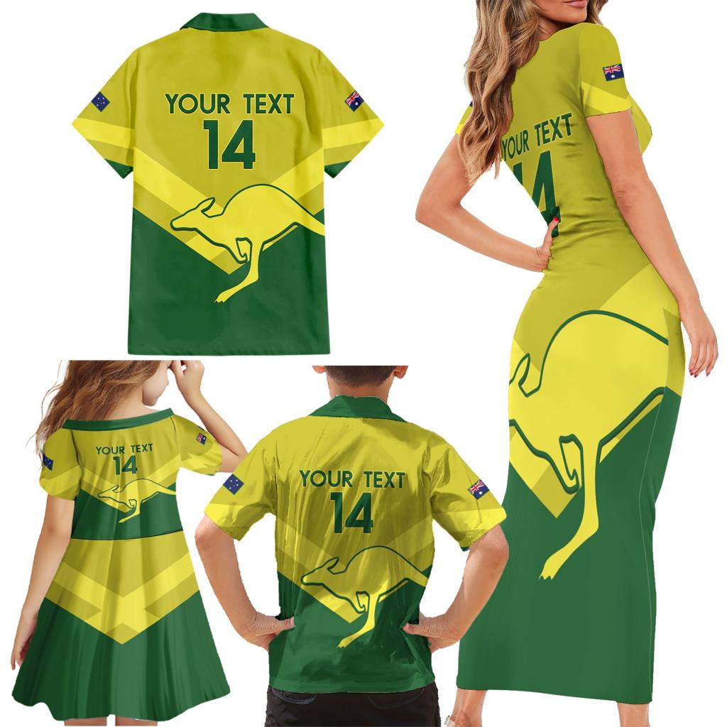 Custom Australia Field Hockey Family Matching Short Sleeve Bodycon Dress and Hawaiian Shirt Go Champions Hockeyroos National Color