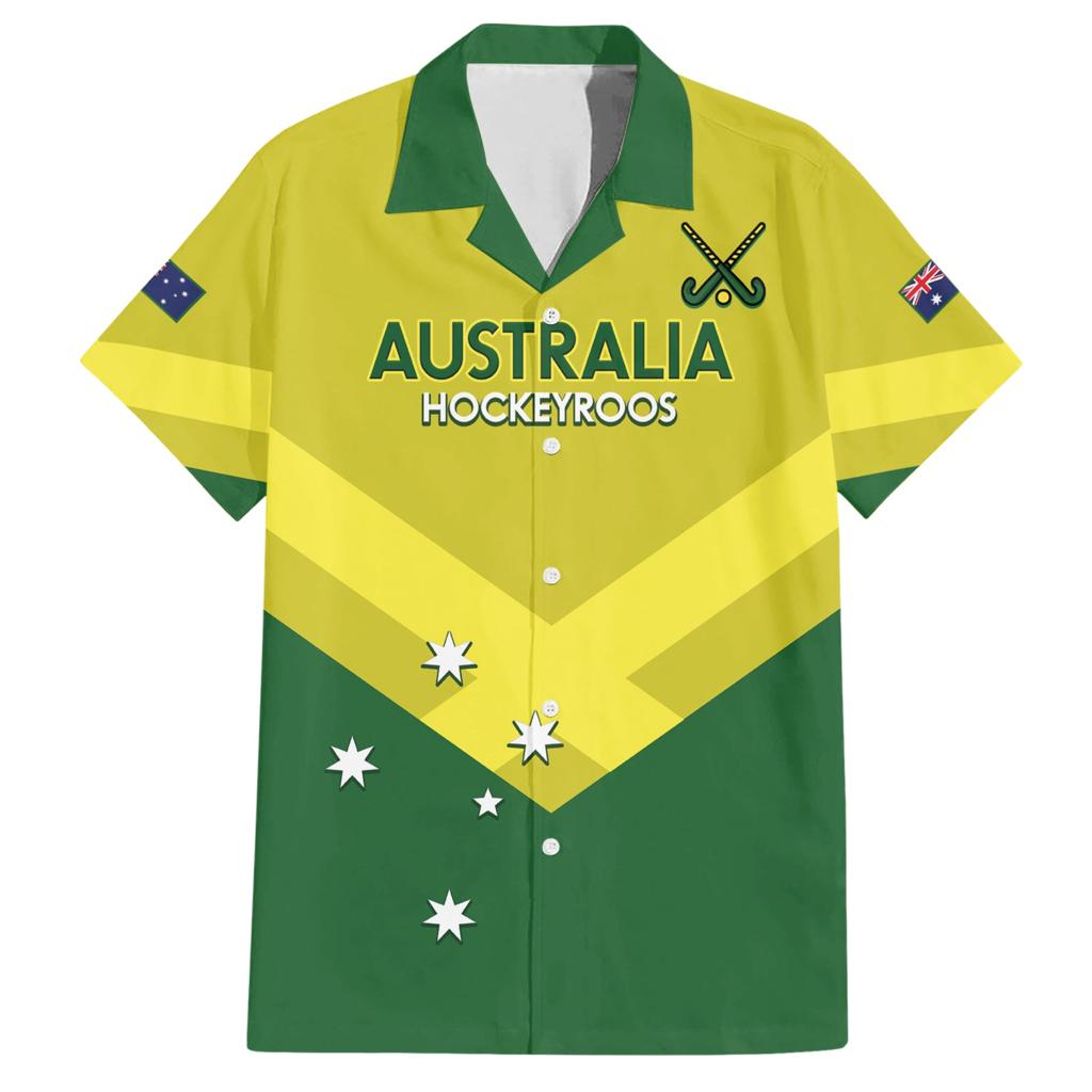 Custom Australia Field Hockey Family Matching Short Sleeve Bodycon Dress and Hawaiian Shirt Go Champions Hockeyroos National Color