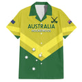 Custom Australia Field Hockey Family Matching Short Sleeve Bodycon Dress and Hawaiian Shirt Go Champions Hockeyroos National Color