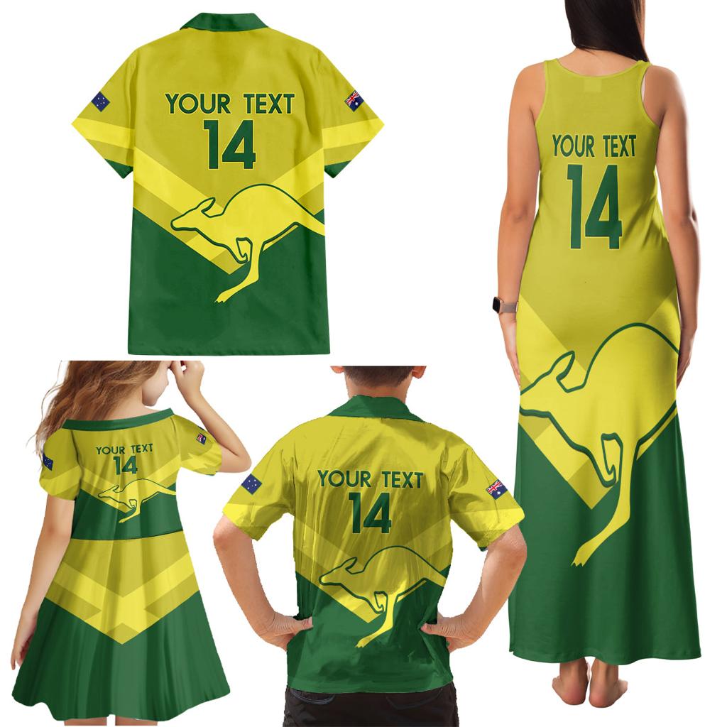 Custom Australia Field Hockey Family Matching Tank Maxi Dress and Hawaiian Shirt Go Champions Hockeyroos National Color