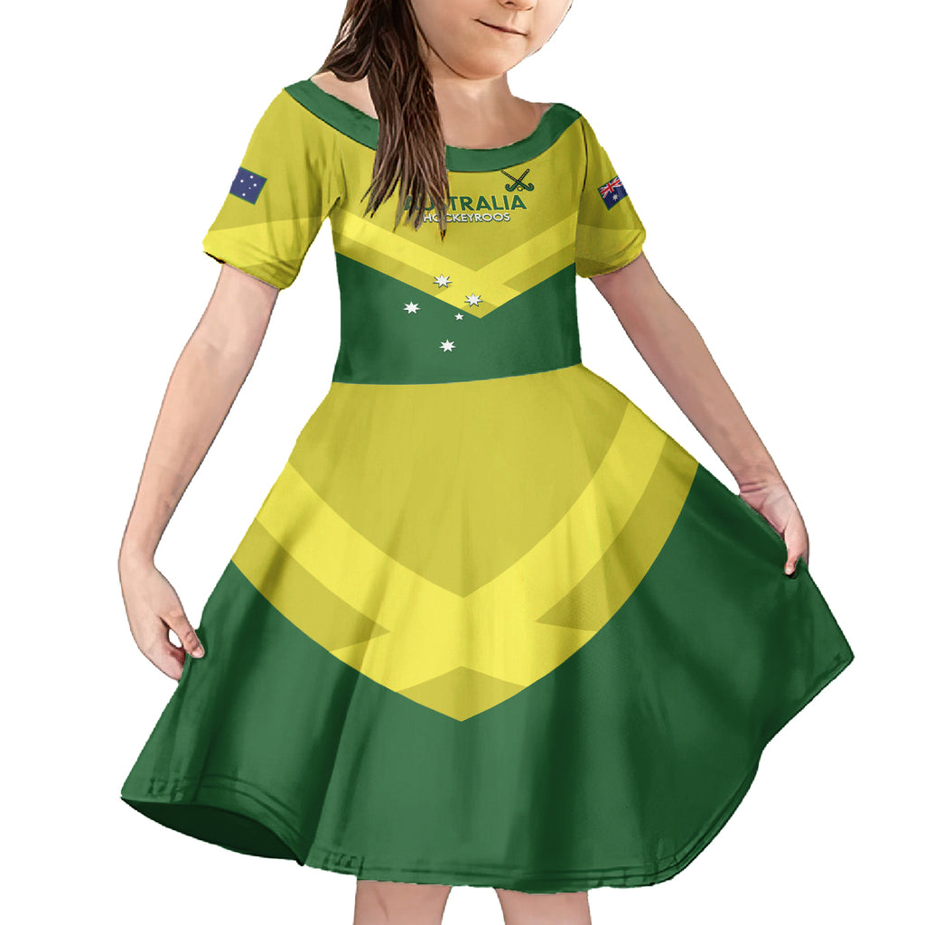 Custom Australia Field Hockey Kid Short Sleeve Dress Go Champions Hockeyroos National Color