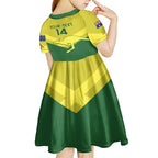 Custom Australia Field Hockey Kid Short Sleeve Dress Go Champions Hockeyroos National Color