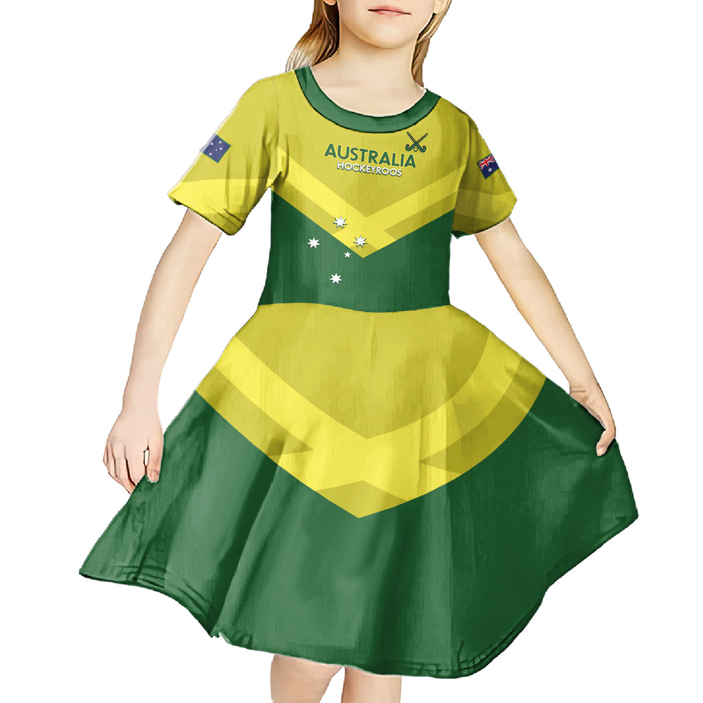 Custom Australia Field Hockey Kid Short Sleeve Dress Go Champions Hockeyroos National Color