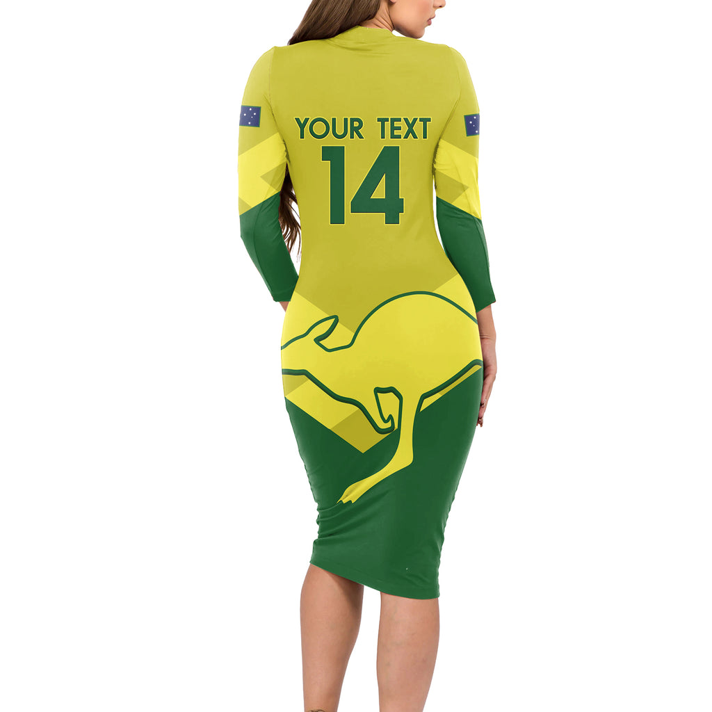 Custom Australia Field Hockey Long Sleeve Bodycon Dress Go Champions Hockeyroos National Color