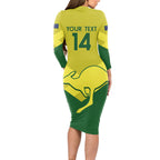 Custom Australia Field Hockey Long Sleeve Bodycon Dress Go Champions Hockeyroos National Color