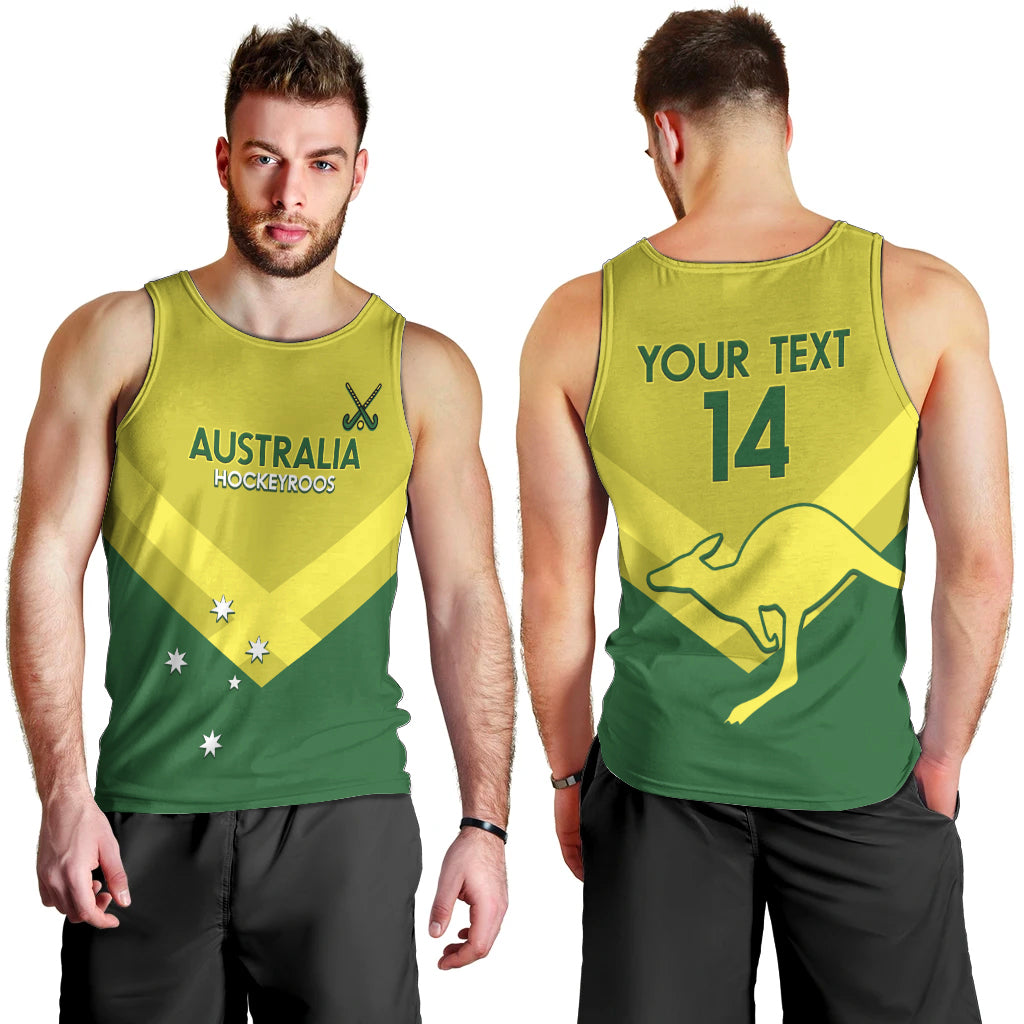 Custom Australia Field Hockey Men Tank Top Go Champions Hockeyroos National Color
