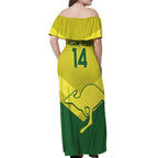 Custom Australia Field Hockey Off Shoulder Maxi Dress Go Champions Hockeyroos National Color