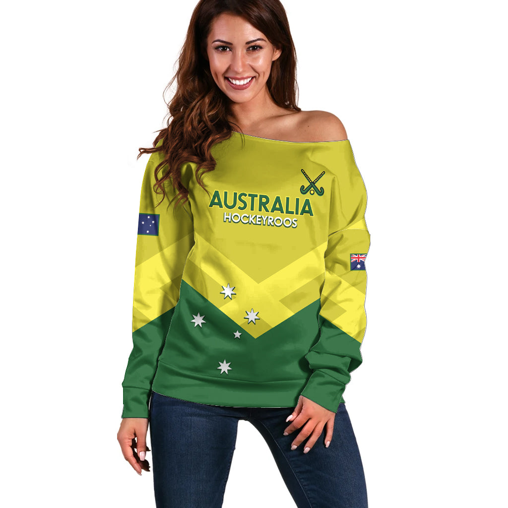 Custom Australia Field Hockey Off Shoulder Sweater Go Champions Hockeyroos National Color