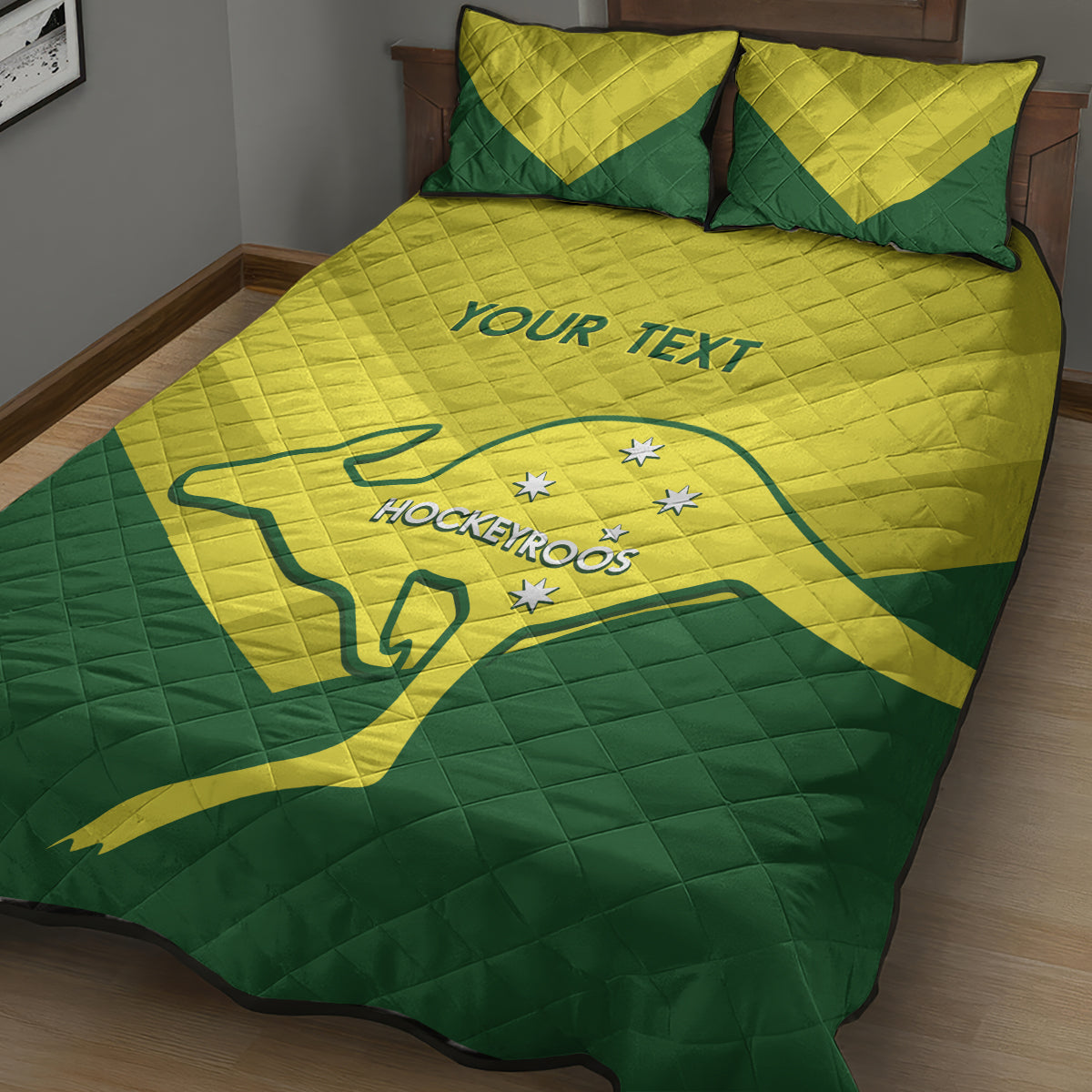 Custom Australia Field Hockey Quilt Bed Set Go Champions Hockeyroos National Color