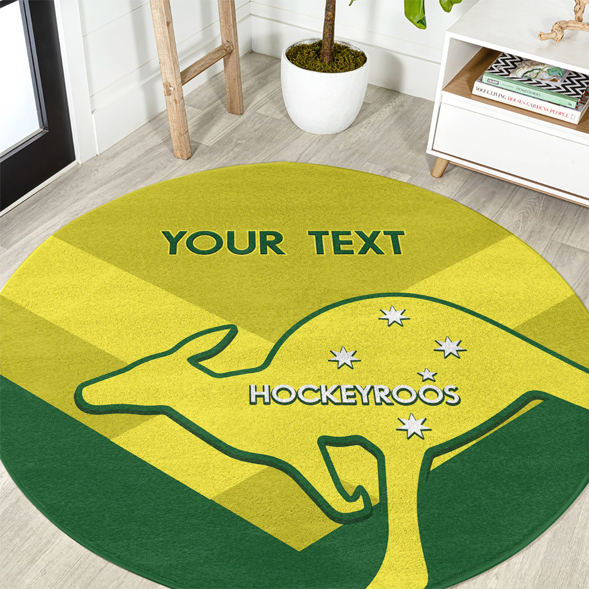 Custom Australia Field Hockey Round Carpet Go Champions Hockeyroos National Color