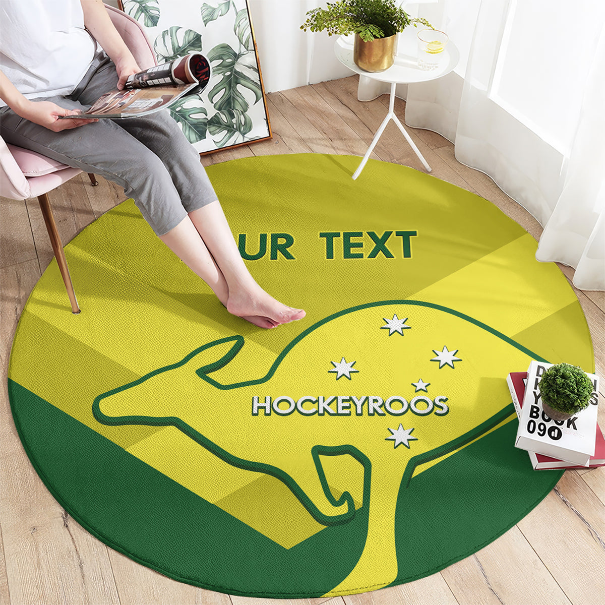 Custom Australia Field Hockey Round Carpet Go Champions Hockeyroos National Color