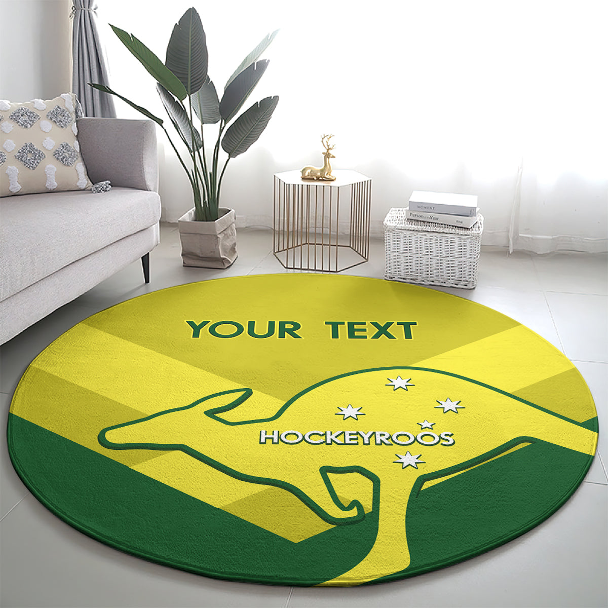 Custom Australia Field Hockey Round Carpet Go Champions Hockeyroos National Color