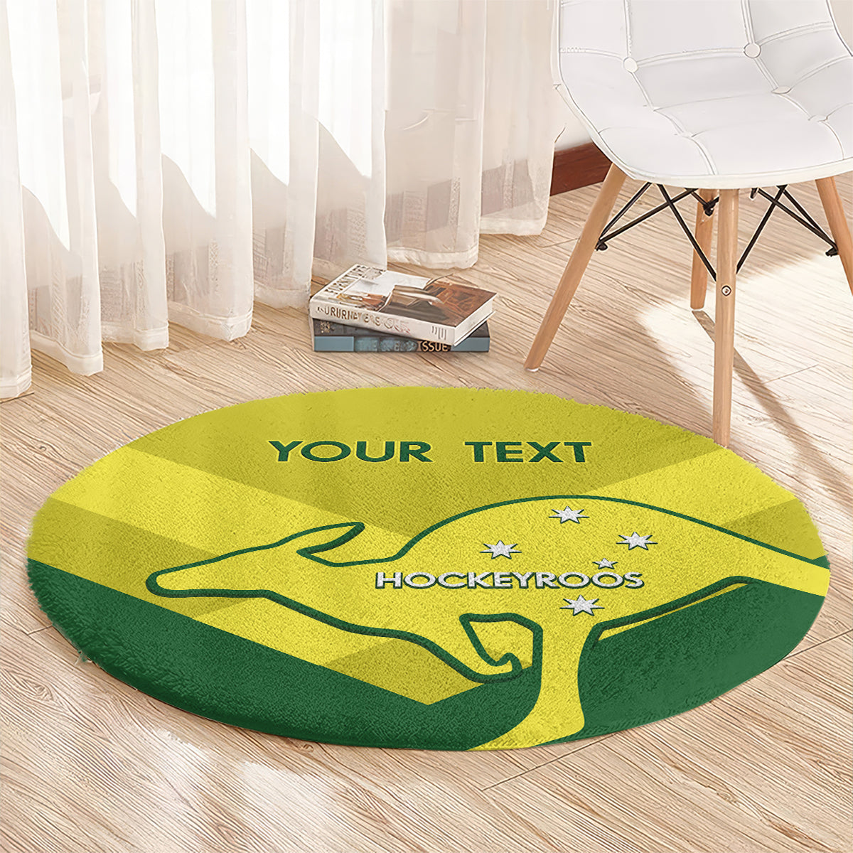 Custom Australia Field Hockey Round Carpet Go Champions Hockeyroos National Color