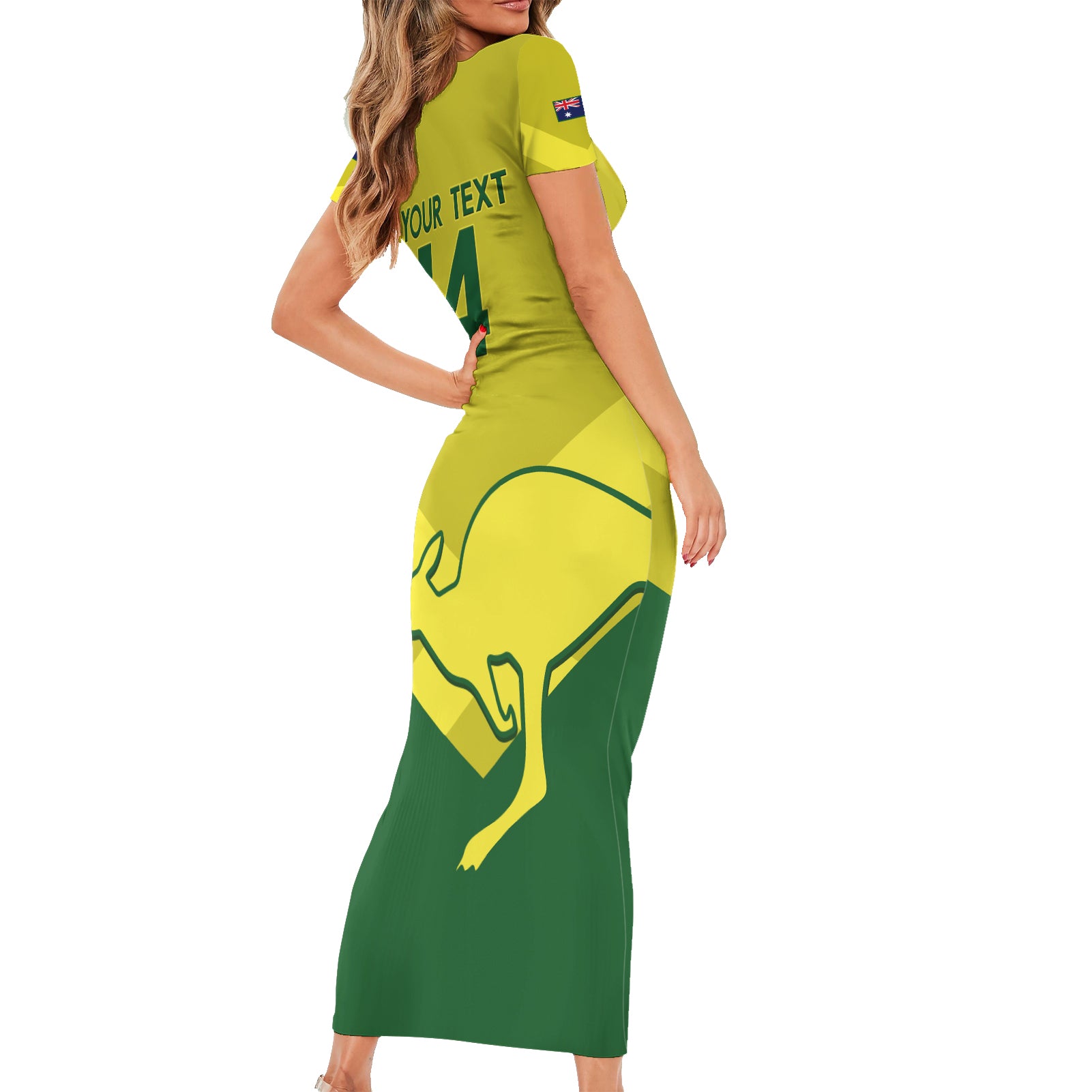 Custom Australia Field Hockey Short Sleeve Bodycon Dress Go Champions Hockeyroos National Color