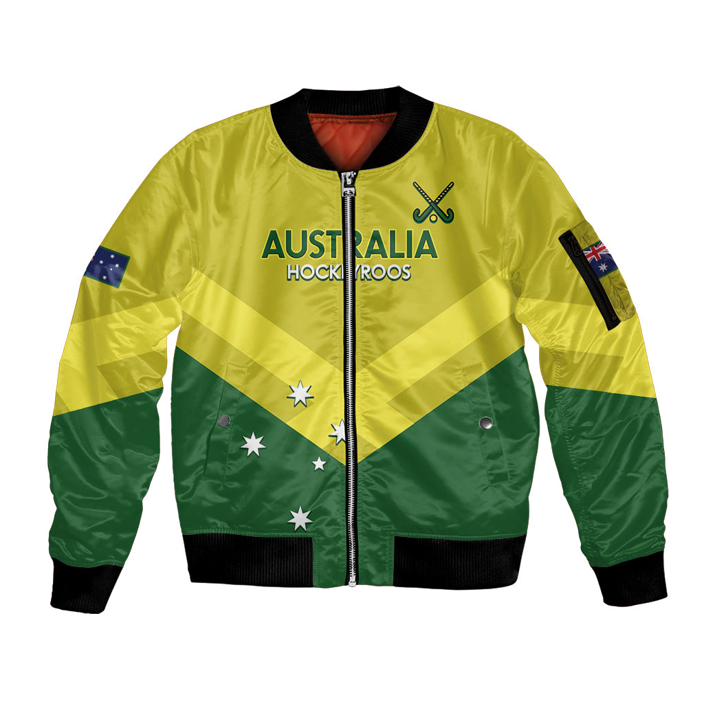 Custom Australia Field Hockey Sleeve Zip Bomber Jacket Go Champions Hockeyroos National Color