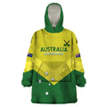 Custom Australia Field Hockey Wearable Blanket Hoodie Go Champions Hockeyroos National Color