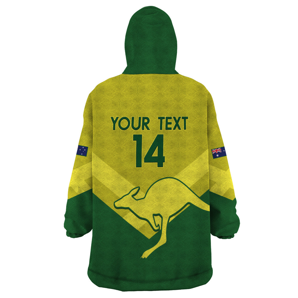 Custom Australia Field Hockey Wearable Blanket Hoodie Go Champions Hockeyroos National Color