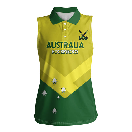 Custom Australia Field Hockey Women Sleeveless Polo Shirt Go Champions Hockeyroos National Color