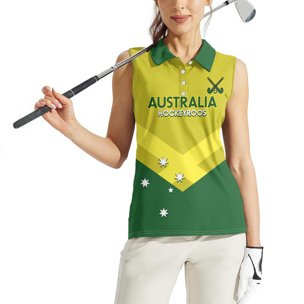 Custom Australia Field Hockey Women Sleeveless Polo Shirt Go Champions Hockeyroos National Color
