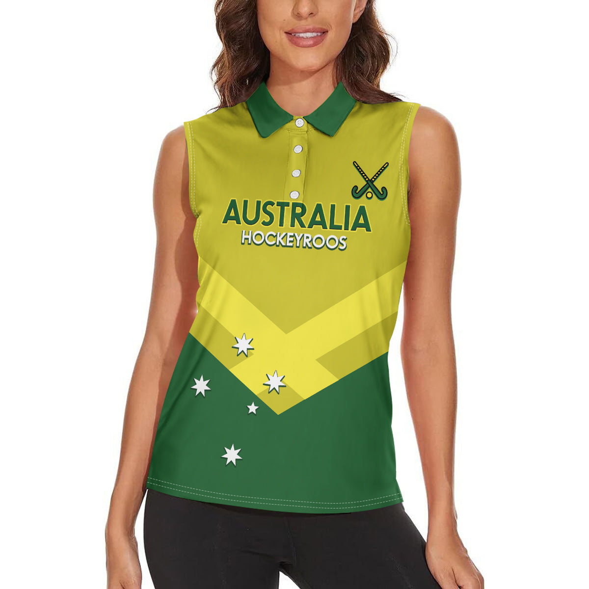 Custom Australia Field Hockey Women Sleeveless Polo Shirt Go Champions Hockeyroos National Color