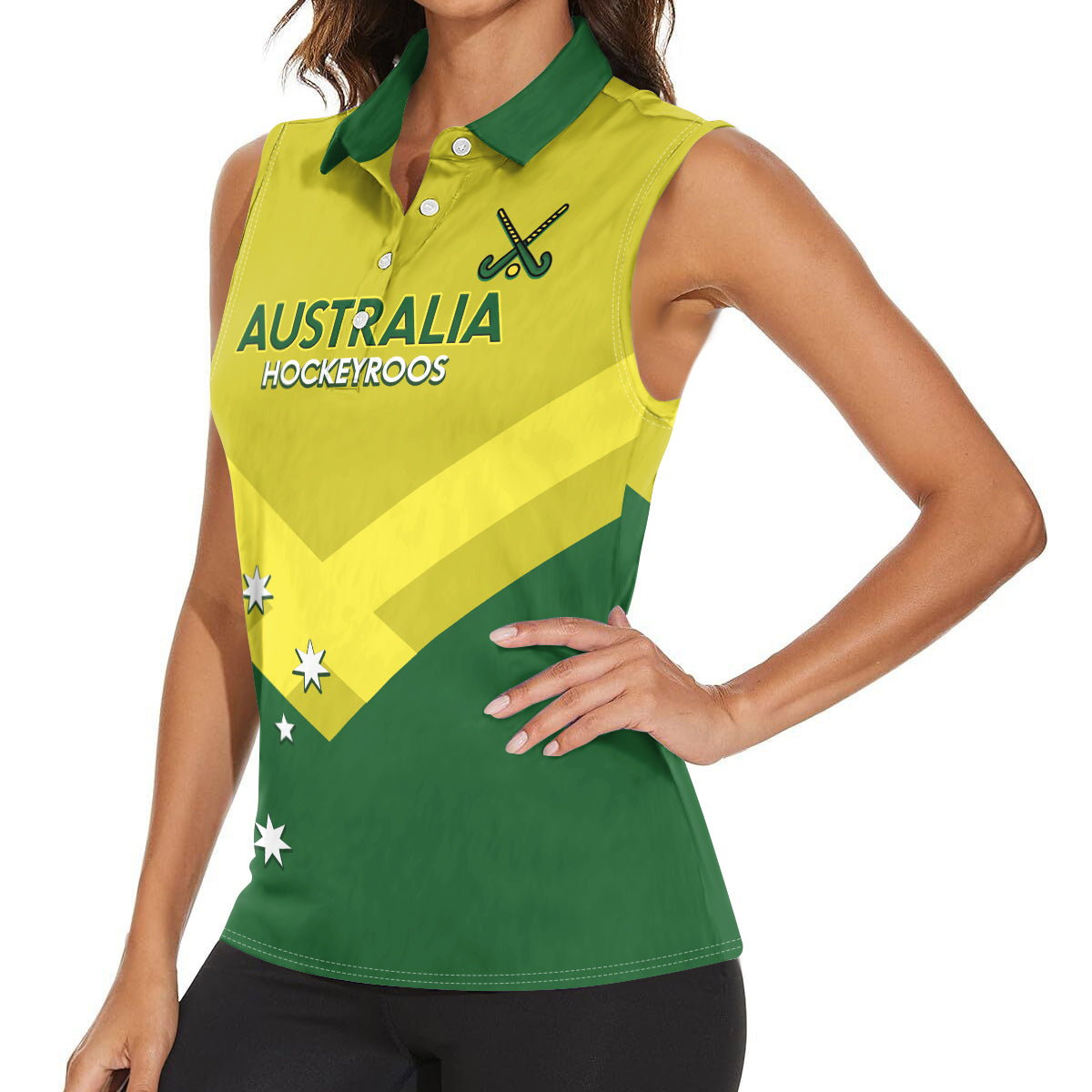 Custom Australia Field Hockey Women Sleeveless Polo Shirt Go Champions Hockeyroos National Color