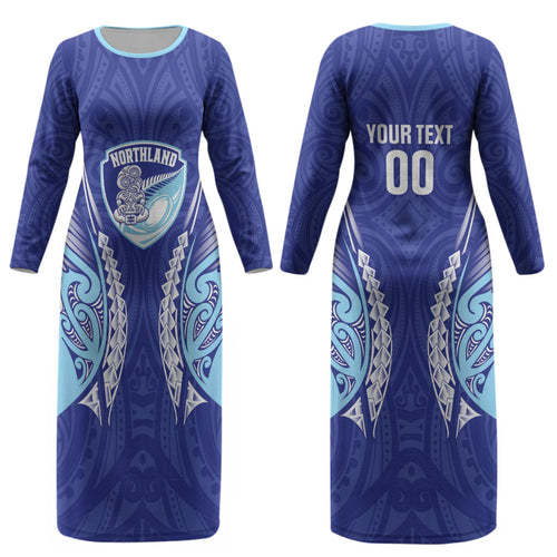 Northland 2026 Rugby Custom Couples Matching Long Sleeve Bodycon Dress and Hawaiian Shirt NZ Maori Silver Fern LT14