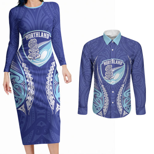 Northland 2026 Rugby Custom Couples Matching Long Sleeve Bodycon Dress and Long Sleeve Button Shirt NZ Maori Silver Fern