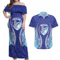 Northland 2026 Rugby Custom Couples Matching Off Shoulder Maxi Dress and Hawaiian Shirt NZ Maori Silver Fern