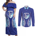 Northland 2026 Rugby Custom Couples Matching Off Shoulder Maxi Dress and Long Sleeve Button Shirt NZ Maori Silver Fern