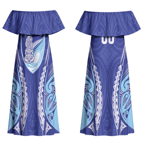 Northland 2026 Rugby Custom Couples Matching Off Shoulder Maxi Dress and Long Sleeve Button Shirt NZ Maori Silver Fern LT14