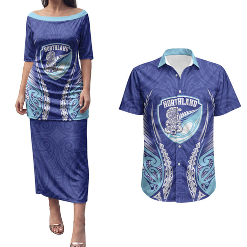 Northland 2026 Rugby Custom Couples Matching Puletasi and Hawaiian Shirt NZ Maori Silver Fern