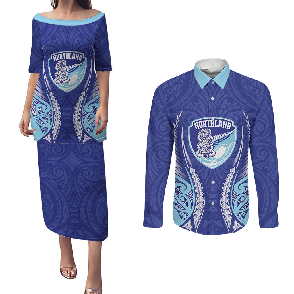 Northland 2026 Rugby Custom Couples Matching Puletasi and Long Sleeve Button Shirt NZ Maori Silver Fern