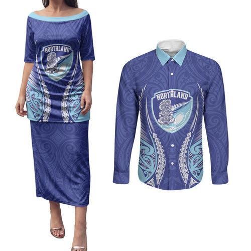 Northland 2026 Rugby Custom Couples Matching Puletasi and Long Sleeve Button Shirt NZ Maori Silver Fern