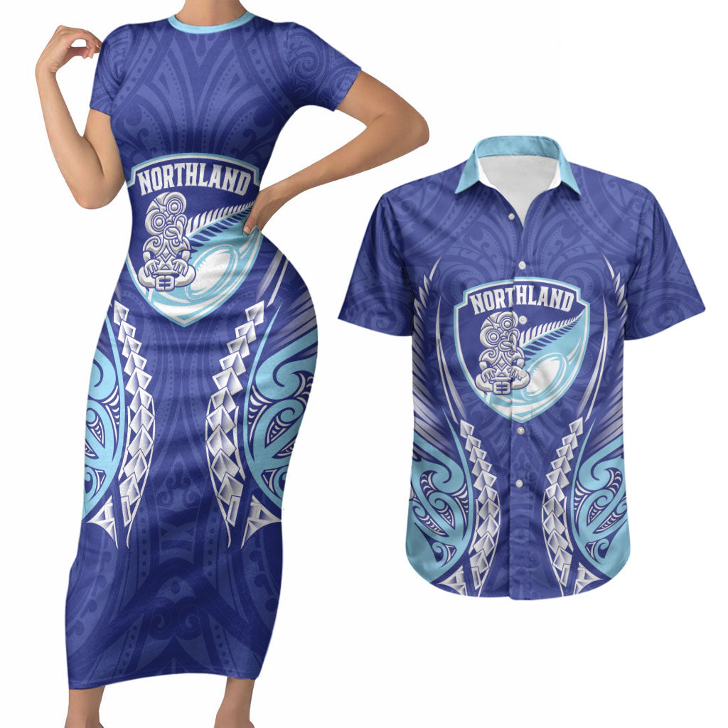 Northland 2026 Rugby Custom Couples Matching Short Sleeve Bodycon Dress and Hawaiian Shirt NZ Maori Silver Fern