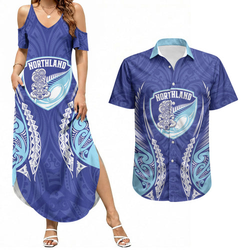 Northland 2026 Rugby Custom Couples Matching Summer Maxi Dress and Hawaiian Shirt NZ Maori Silver Fern