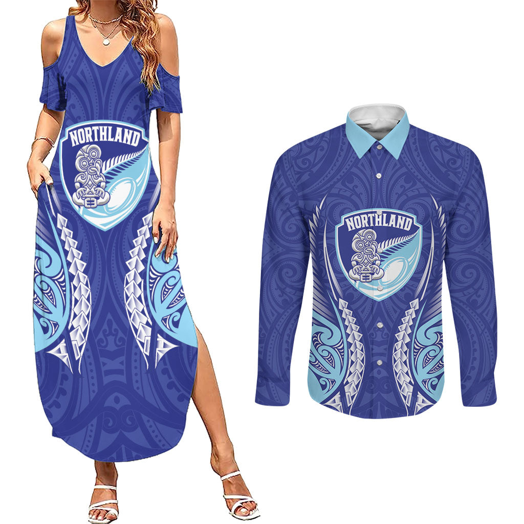 Northland 2026 Rugby Custom Couples Matching Summer Maxi Dress and Long Sleeve Button Shirt NZ Maori Silver Fern