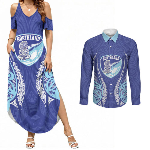 Northland 2026 Rugby Custom Couples Matching Summer Maxi Dress and Long Sleeve Button Shirt NZ Maori Silver Fern