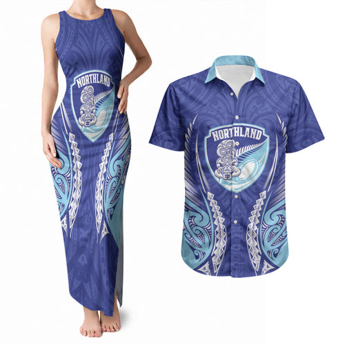 Northland 2026 Rugby Custom Couples Matching Tank Maxi Dress and Hawaiian Shirt NZ Maori Silver Fern