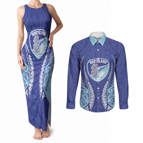Northland 2026 Rugby Custom Couples Matching Tank Maxi Dress and Long Sleeve Button Shirt NZ Maori Silver Fern