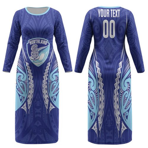 Northland 2026 Rugby Custom Family Matching Long Sleeve Bodycon Dress and Hawaiian Shirt NZ Maori Silver Fern