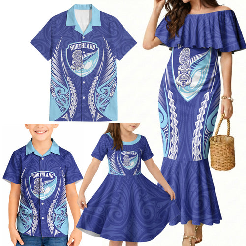 Northland 2026 Rugby Custom Family Matching Mermaid Dress and Hawaiian Shirt NZ Maori Silver Fern