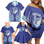 Northland 2026 Rugby Custom Family Matching Off Shoulder Short Dress and Hawaiian Shirt NZ Maori Silver Fern