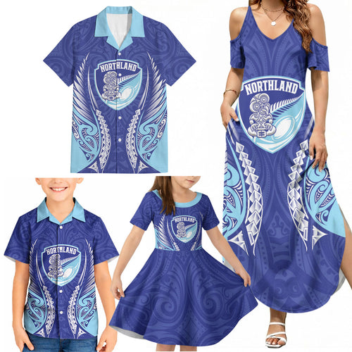 Northland 2026 Rugby Custom Family Matching Summer Maxi Dress and Hawaiian Shirt NZ Maori Silver Fern
