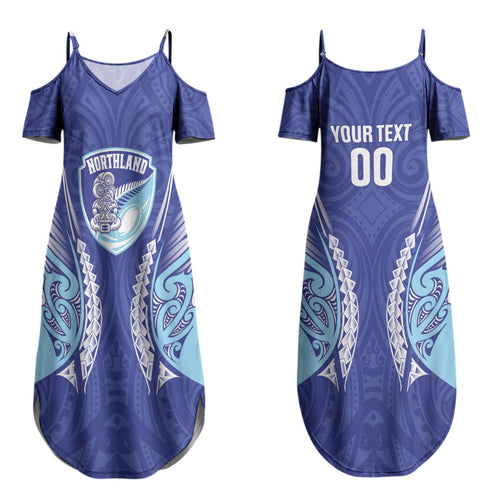 Northland 2026 Rugby Custom Family Matching Summer Maxi Dress and Hawaiian Shirt NZ Maori Silver Fern