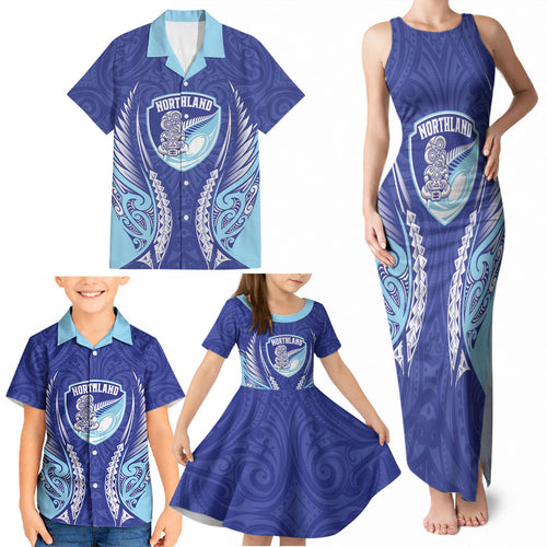 Northland 2026 Rugby Custom Family Matching Tank Maxi Dress and Hawaiian Shirt NZ Maori Silver Fern