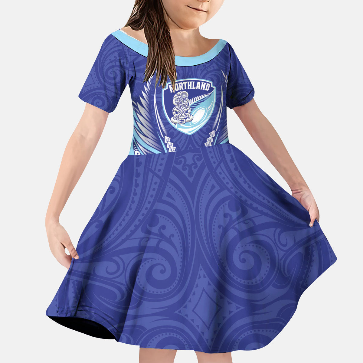 Northland 2026 Rugby Custom Kid Short Sleeve Dress NZ Maori Silver Fern