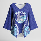 Northland 2026 Rugby Custom Kimono Sleeve Blouse NZ Maori Silver Fern