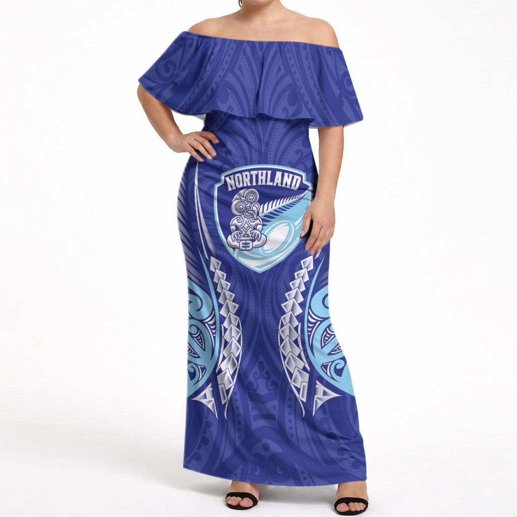 Northland 2026 Rugby Custom Off Shoulder Maxi Dress NZ Maori Silver Fern