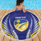 Otago 2026 Rugby Custom Beach Blanket NZ Maori Silver Fern